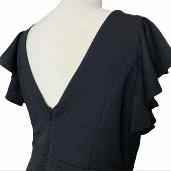 WET SEAL Black Flutter Sleeve Dress 2XL - Picture 7 of 8